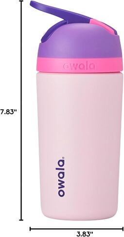 Owala Kids Flip Insulated Stainless-Steel Water Bottle with Straw and Locking Lid, 14-Ounce, Purple/Pink (Bunny Business) in Kuwait