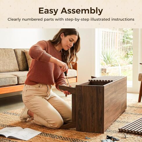 AODK 59" TV Stand for 55"/60"/65" TVs, Mid-Century Modern Fluted Entertainment Center with Sliding Doors, Storage Cabinets & Media Console Table, Living Room & Bedroom, Walnut in Saudi Arabia
