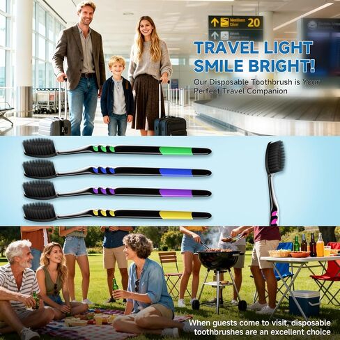 مجموعة 50 فرشاة أسنان فاخرة مغلفة بشكل فردي، فرش أسنان للاستعمال مرة واحدة، فرشاة أسنان للأطفال، فرشاة أسنان ذات شعيرات متوسطة ناعمة، مقبض مريح، مثالية للتبرع بالفنادق أثناء السفر in Kuwait