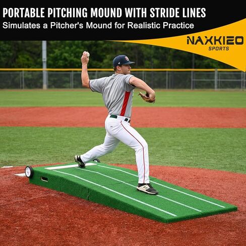 Baseball Pitching Mound with Stride Lines, Portable Pitchers Mound with Pitching Rubber and Anti-Fade Turf - 80 x 28 x 6 Inches in Kuwait