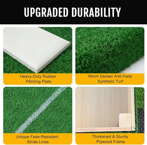 Baseball Pitching Mound with Stride Lines, Portable Pitchers Mound with Pitching Rubber and Anti-Fade Turf - 80 x 28 x 6 Inches in Kuwait