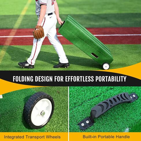 Baseball Pitching Mound with Stride Lines, Portable Pitchers Mound with Pitching Rubber and Anti-Fade Turf - 80 x 28 x 6 Inches in Kuwait