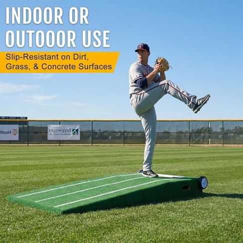 Baseball Pitching Mound with Stride Lines, Portable Pitchers Mound with Pitching Rubber and Anti-Fade Turf - 80 x 28 x 6 Inches in Kuwait