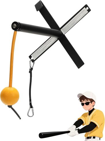 مدرب أرجوحة البيسبول/الكرة اللينة المحمول مع كرة مربوطة بإعادة الضبط التلقائي | نظام تركيب سياج سهل لممارسة الضرب الفردي، معدات تدريب الضرب للمبتدئين والمحترفين in Kuwait