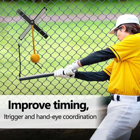 مدرب أرجوحة البيسبول/الكرة اللينة المحمول مع كرة مربوطة بإعادة الضبط التلقائي | نظام تركيب سياج سهل لممارسة الضرب الفردي، معدات تدريب الضرب للمبتدئين والمحترفين in Kuwait