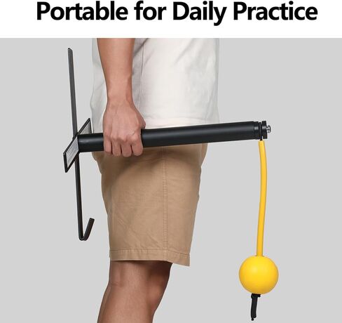 مدرب أرجوحة البيسبول/الكرة اللينة المحمول مع كرة مربوطة بإعادة الضبط التلقائي | نظام تركيب سياج سهل لممارسة الضرب الفردي، معدات تدريب الضرب للمبتدئين والمحترفين in Kuwait