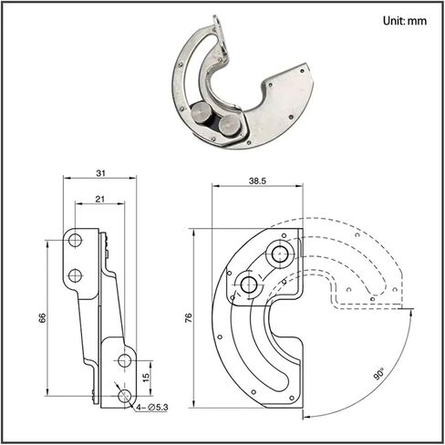 مفصلات مخفية على شكل مروحة من الفولاذ المقاوم للصدأ 304، توقف بحد 90 درجة، قطعة واحدة in Kuwait