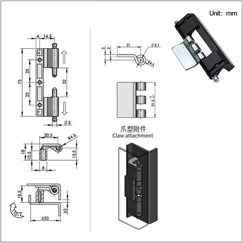 مفصل باب ملحوم قابل للفصل من سبائك الزنك قطعة واحدة in Kuwait
