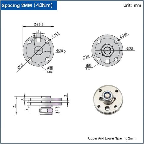 360 Degree Circular Torque Adjustable Arbitrary Stop Hinge 1Pcs(1.5MM-4.0N.m) in Saudi Arabia