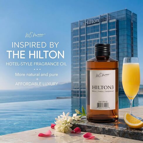 Hotel Lobby Diffuser Oil Refill 200ml (6.76oz), Natural Pure Essential Oil, Hilton Inspired Scent, Melon Freesia Sandalwood Blend for Waterless & Ultrasonic Diffusers, Home Fragrance in Saudi Arabia