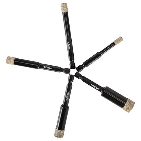 5 قطعة منشار ثقب الماس مجموعة 6/8/10/12/15 مللي متر عرافة عرقوب الحجري الجرانيت دائم كاربورندوم السيراميك الحفر الأساسية in Kuwait