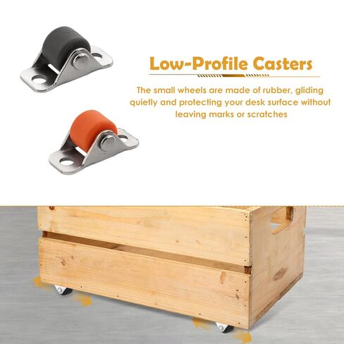1/2 Inch Mini Fixed Caster Wheels, 10 Pack 0.5" Rubber Small Caster Wheels, with Screws Low Profile Single Direction Tiny Wheels for Furniture, Carts, Drawer, and DIY Projects, Storage Box, Planters in Kuwait