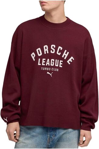 سويت شيرت رجالي من PUMA Porsche Legacy Lifestyle Knit برقبة دائرية كاجوال - أحمر in Saudi Arabia