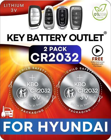 Key Fob Battery for Hyundai CR2032 (2 Pack) - OEM Remote Battery Replacement for Sonata, Santa Fe, Tucson - Includes Pry Tool and Video Guide for Easy Installation in Saudi Arabia