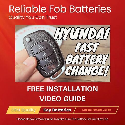 Key Fob Battery for Hyundai CR2032 (2 Pack) - OEM Remote Battery Replacement for Sonata, Santa Fe, Tucson - Includes Pry Tool and Video Guide for Easy Installation in Saudi Arabia
