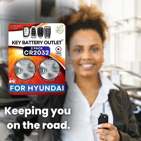 Key Fob Battery for Hyundai CR2032 (2 Pack) - OEM Remote Battery Replacement for Sonata, Santa Fe, Tucson - Includes Pry Tool and Video Guide for Easy Installation in Saudi Arabia