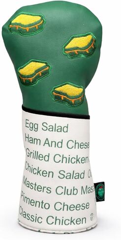 Pimento Cheese Fairway Wood Golf Club Head Cover, Masters Menu Design, Green and White Fairway Wood Headcover with Sandwich Pattern, Durable Golf Headcovers for Fairway Woods in Kuwait