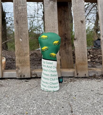 Pimento Cheese Fairway Wood Golf Club Head Cover, Masters Menu Design, Green and White Fairway Wood Headcover with Sandwich Pattern, Durable Golf Headcovers for Fairway Woods in Kuwait