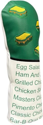 Pimento Cheese Fairway Wood Golf Club Head Cover, Masters Menu Design, Green and White Fairway Wood Headcover with Sandwich Pattern, Durable Golf Headcovers for Fairway Woods in Kuwait