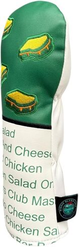 Pimento Cheese Fairway Wood Golf Club Head Cover, Masters Menu Design, Green and White Fairway Wood Headcover with Sandwich Pattern, Durable Golf Headcovers for Fairway Woods in Kuwait