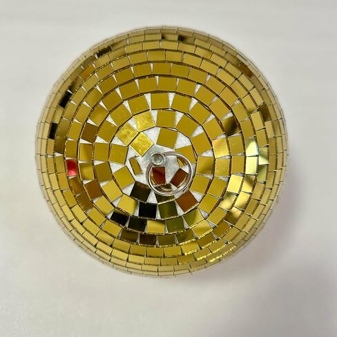 كرة ديسكو مرآة عاكسة مقاس 8 بوصة لحفلات الديسكو المعلقة لأرضية الرقص وحفلات الزفاف والعطلات وديكور المنزل وأحداث الدي جي - كرة مرآة ذهبية من الزجاج الحقيقي مع حلقة تعليق in Kuwait