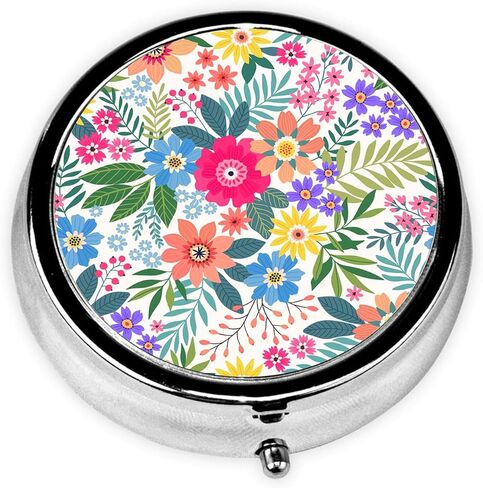 Flowers Strawberry Pill Box 3 Compartment Small Pill Case,Portable for Pocket or Purse Pill Organizer Pill Container Holder with Mirror to Hold Vitamins, Medication, Fish Oil and Supplements in Saudi Arabia
