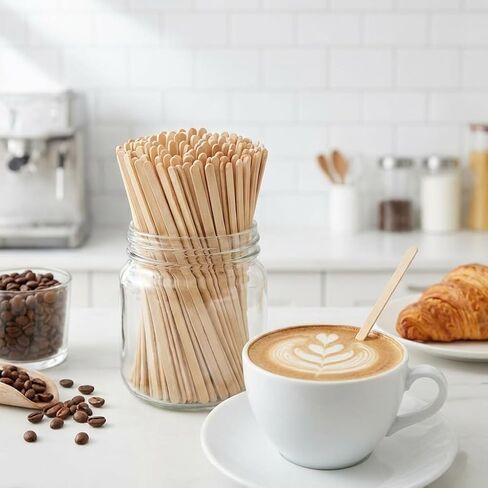 5.5 Inch Wooden Coffee Stir Sticks, 200 Count Premium Natural Birch Wood Stirrers for Coffee Bar Accessories, Disposable Beverage Stirrers for Hot/Cold Drinks, Eco-Friendly & Splinter-Free in Saudi Arabia