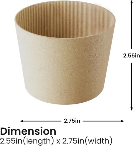 أكمام القهوة 500 قطعة - أكواب ورق كرافت بنية مموجة تناسب أكواب 12 أونصة و16 أونصة و20 أونصة و22 أونصة و24 أونصة - قابلة لإعادة التدوير والاستعمال مرة واحدة - مثالية للمشروبات الساخنة في المقاهي والمكاتب (عبوة مكونة من 500 قطعة) in Kuwait