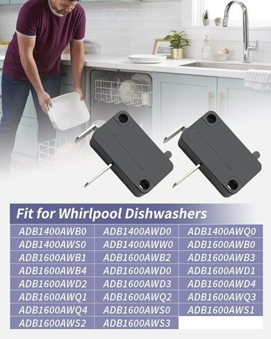8269209 Dishwasher Door Switch Replacement for Whirlpool Dishwasher WP8269209 WP3400412 AH393148 PS11745501(Set of 2) in Saudi Arabia