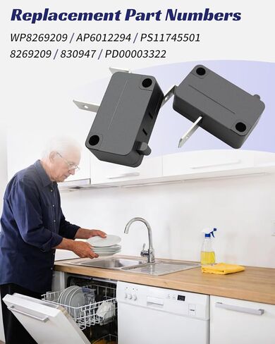 8269209 Dishwasher Door Switch Replacement for Whirlpool Dishwasher WP8269209 WP3400412 AH393148 PS11745501(Set of 2) in Saudi Arabia