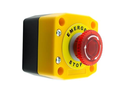 Alpinetech B1MBL مضاء بإضاءة LED باللون الأحمر 22 مم 1NC مفتاح إيقاف الطوارئ مع صندوق التحكم (24 فولت تيار متردد/تيار مستمر) in Kuwait