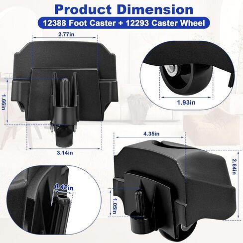 4PCS 12388 Foot Caster and 12293 Caster Wheel Kit Fit for Ridgid 6/9/12 Gal Wet/Dry Vacuum WD16650 WD06350 WD1665M WD1635 WD1635M WD1245M WD12460 WD09350 Vac Casters Plate Casters in Saudi Arabia