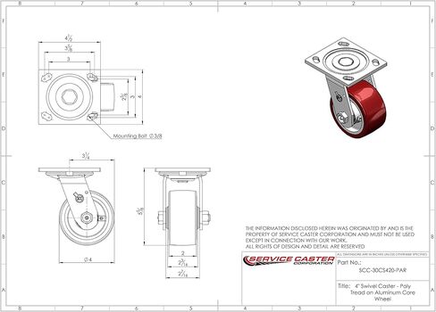 GWHC00001P Clarke 4 Inch Swivel Caster with Thread Guard – Focus II Mid-Size Disc 26 Disc 28 Disc 34 BOOST 28 Clarke Floor Scrubber – Heavy Duty Replacement – Polyurethane Wheel – Service Caster Brand in Saudi Arabia