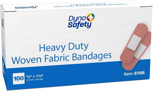 Dynarex Sterile Adhesive Heavy Duty Woven Fabric Bandages - 5/8" x 1.5" Flexible Wound Dressing for Minor Cuts, Secure Fit with Non-Stick Pad, 100 per Box in Saudi Arabia