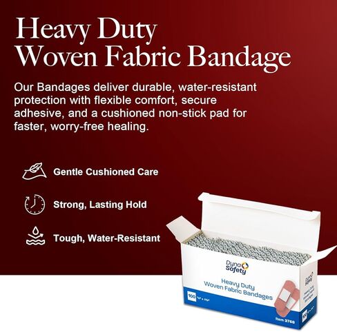 Dynarex Sterile Adhesive Heavy Duty Woven Fabric Bandages - 5/8" x 1.5" Flexible Wound Dressing for Minor Cuts, Secure Fit with Non-Stick Pad, 100 per Box in Saudi Arabia