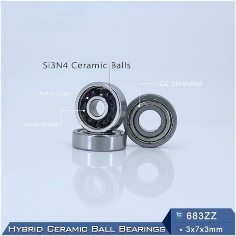 683 3NC 683ZZ محمل السيراميك الهجين 3 * 7 مم ABEC-1 صناعة المحرك المغزل 683HC الهجينة Si3N4 الكرات in Saudi Arabia
