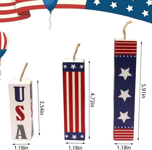 Hying 3 Pieces Veterans Day Table Decor Patriotic Tiered Tray Labor Day Wooden Blocks American Table Centerpieces Red Blue Rustic Wood Signs for Tabletop Farmhouse Memorial Day Decorations in Saudi Arabia