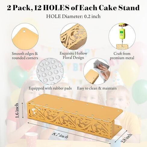 2 Pack Cake Pop Stand, Gold Metal Lollipop Display Holder Stand, 12 Holes Cake Pop Drying Stand, Cake Stand for Wedding, Birthday Party Dessert Table Candy Decorative in Kuwait