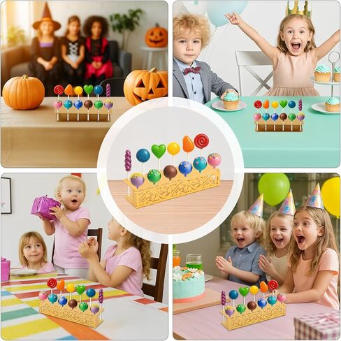 2 Pack Cake Pop Stand, Gold Metal Lollipop Display Holder Stand, 12 Holes Cake Pop Drying Stand, Cake Stand for Wedding, Birthday Party Dessert Table Candy Decorative in Kuwait