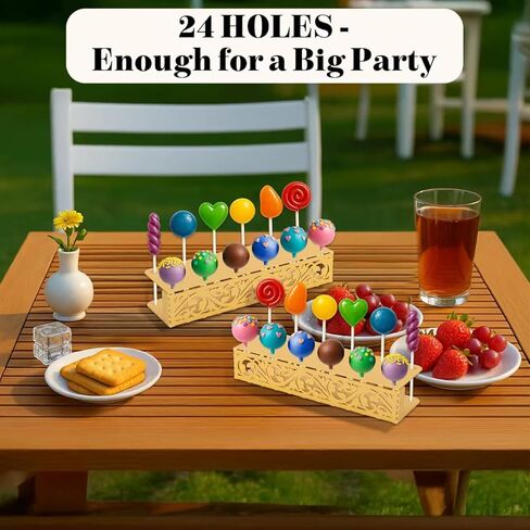 2 Pack Cake Pop Stand, Gold Metal Lollipop Display Holder Stand, 12 Holes Cake Pop Drying Stand, Cake Stand for Wedding, Birthday Party Dessert Table Candy Decorative in Kuwait