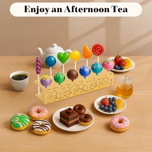 2 Pack Cake Pop Stand, Gold Metal Lollipop Display Holder Stand, 12 Holes Cake Pop Drying Stand, Cake Stand for Wedding, Birthday Party Dessert Table Candy Decorative in Kuwait