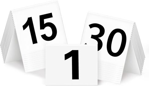 30 Packs Restaurant Table Numbers, Double Side Acrylic Table Tent Numbers for Restaurant Cafes Banquets - White 3.4 x 2.2 x 2.9 inches in Saudi Arabia
