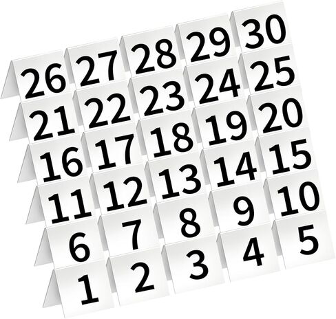 30 Packs Restaurant Table Numbers, Double Side Acrylic Table Tent Numbers for Restaurant Cafes Banquets - White 3.4 x 2.2 x 2.9 inches in Saudi Arabia