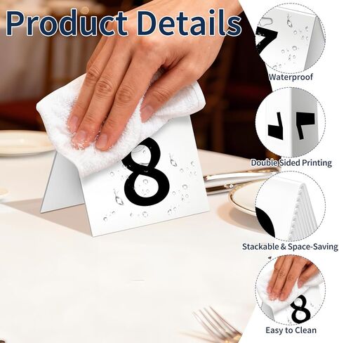 30 Packs Restaurant Table Numbers, Double Side Acrylic Table Tent Numbers for Restaurant Cafes Banquets - White 3.4 x 2.2 x 2.9 inches in Saudi Arabia