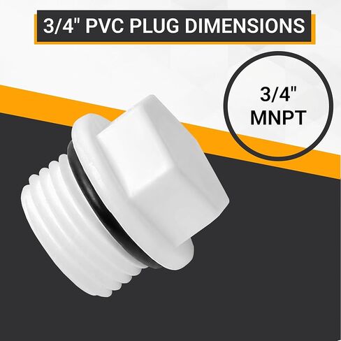 3/4 Inch Male Threaded Plug -0.75 Inch PVC Pipe End Cap - End Cap Connector Plug - Sch 40 MNPT 3/4 PVC Pipe Fittings for Plumbing Water Line 1 PC in a Pack- White in Saudi Arabia
