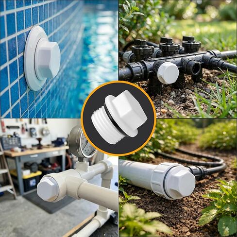 3/4 Inch Male Threaded Plug -0.75 Inch PVC Pipe End Cap - End Cap Connector Plug - Sch 40 MNPT 3/4 PVC Pipe Fittings for Plumbing Water Line 1 PC in a Pack- White in Saudi Arabia