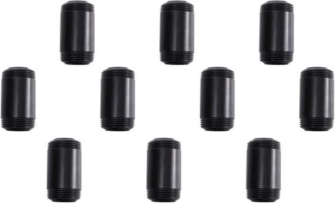 أنبوب حديد مطلي باللون الأسود مقاس 1 × 12 بوصة، Home TZH 10 عبوات من حلمة الأنابيب المعدنية السوداء الملولبة لمشروع DIY / الأثاث / تزيين الأرفف (10، 12 بوصة) in Saudi Arabia