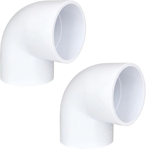 2 حزمة 3 "PVC 90 درجة الكوع تركيبات الأنابيب (مقبس × مقبس)، 2 طريقة اقتران محول الزاوية اليمنى جدول 40، 3 بوصة PVC موصل زاوية الأنابيب DIY، أبيض SCH 40 in Kuwait