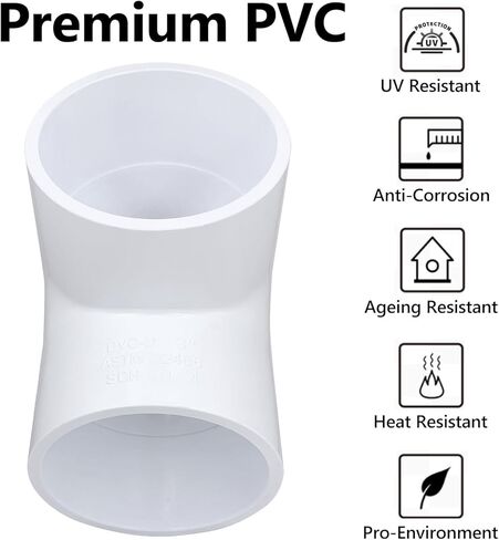 2 حزمة 3 "PVC 90 درجة الكوع تركيبات الأنابيب (مقبس × مقبس)، 2 طريقة اقتران محول الزاوية اليمنى جدول 40، 3 بوصة PVC موصل زاوية الأنابيب DIY، أبيض SCH 40 in Kuwait