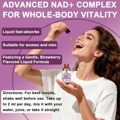 NAD+ Supplements for Men & Women, Extra Strength NMN Alternative Liposomal Nad⁺ Supplement with Resveratrol Quercetin for Cellular Energy & NAD+ Levels, Fast Absorption Liquid NAD Plus丨NON-GMO, 2Fl Oz in Kuwait